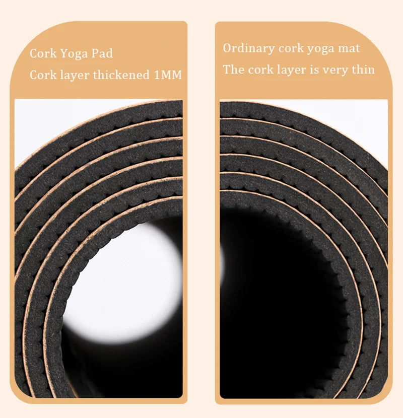 Eco-Friendly Natural Cork Yoga Mat with Carrying Bag