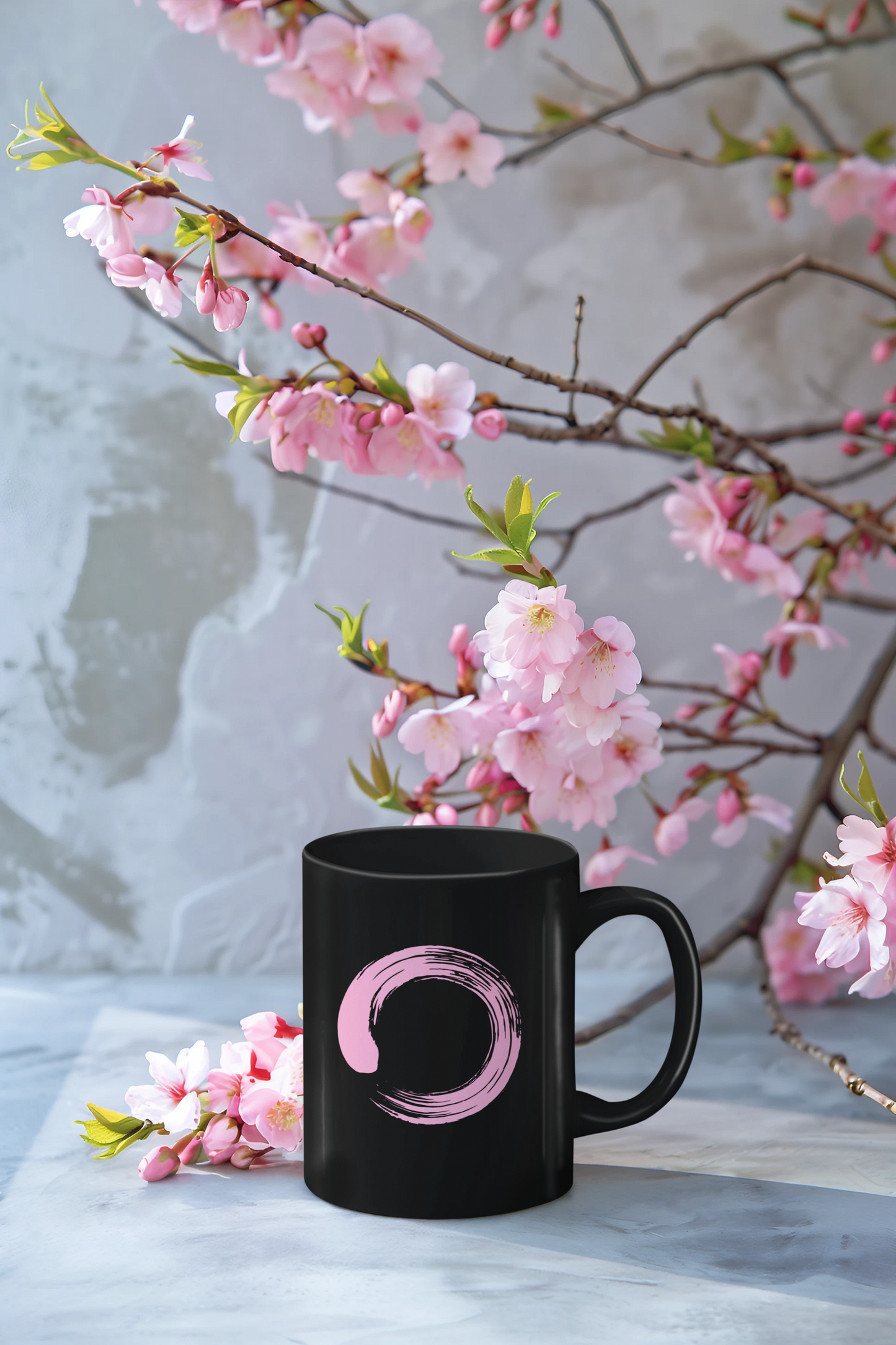 Ensō Pink Circle Black Mug